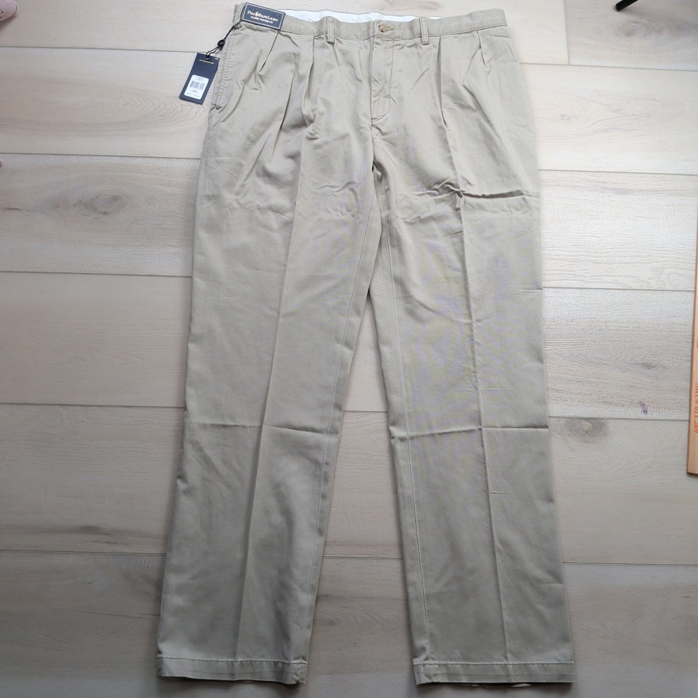 NEW Polo Ralph Lauren Mens 42Tx36 Tall Classic Pleated Fit Chino Pants Tan